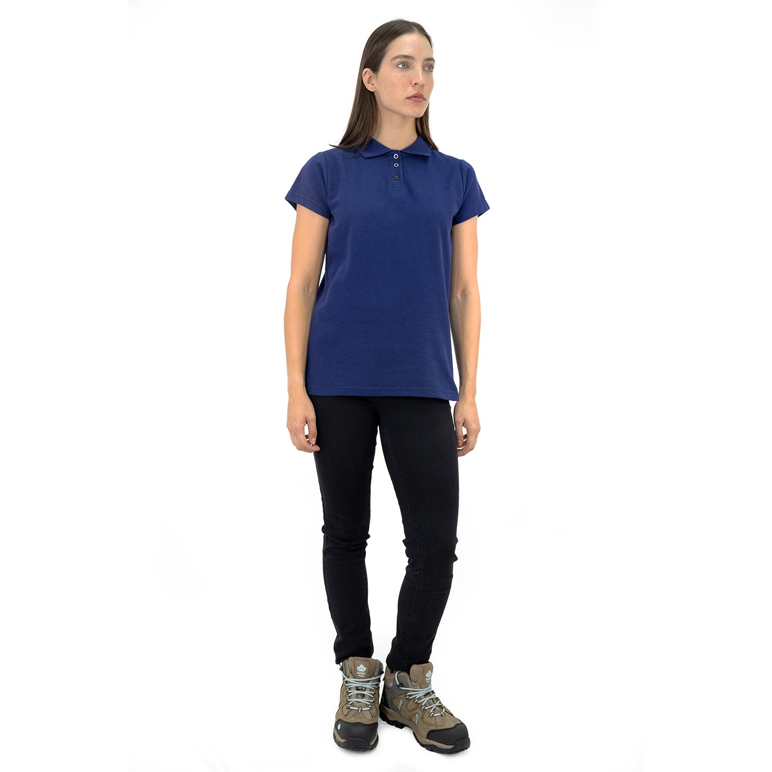 Polera Pique Quebec Manga Corta Azul Mujer