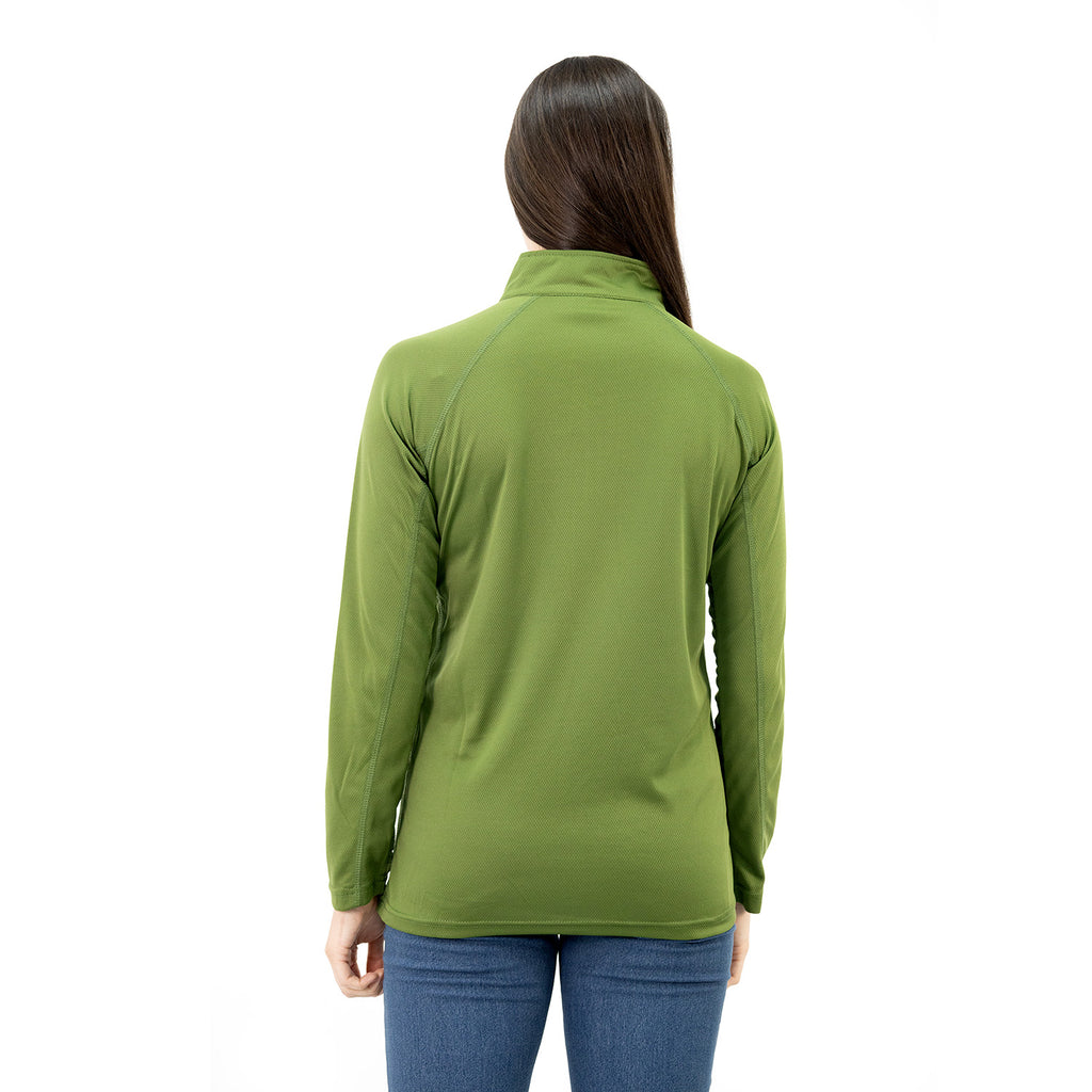Polera Quebec Half-Zip Mujer Verde Oliva